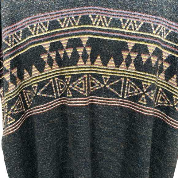 Zara Trafaluc hooded poncho, M, blue with southwestern pattern, fringe, Boho - Picture 8 of 8